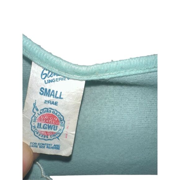 Beautiful Vintage MADE IN USA Long Blue Nightgown Slip 60s Union Made long Sleev - Picture 3 of 6